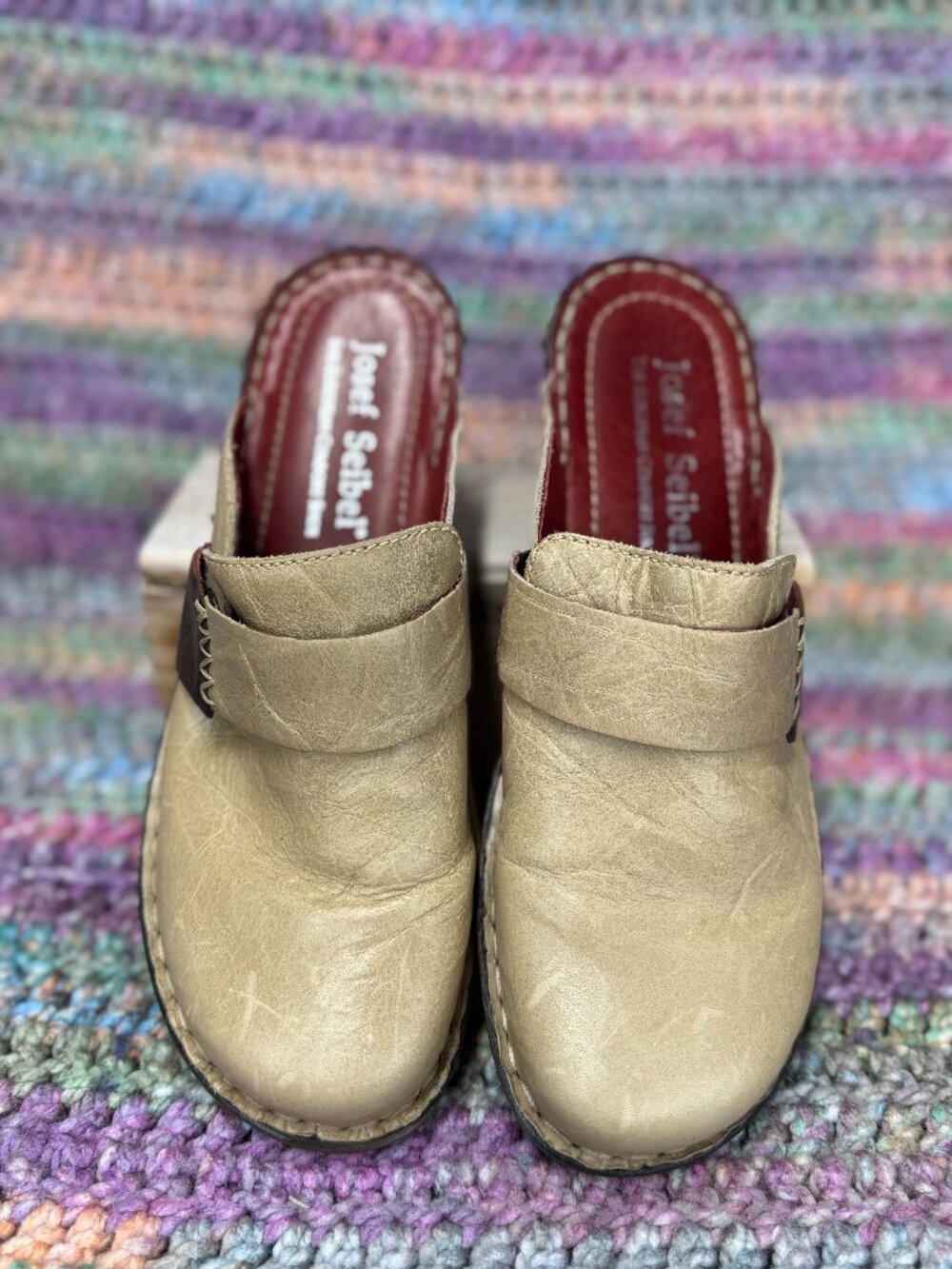Josef Seibel Mule Clogs Womens EU Size 38 Leather Slip Ons
